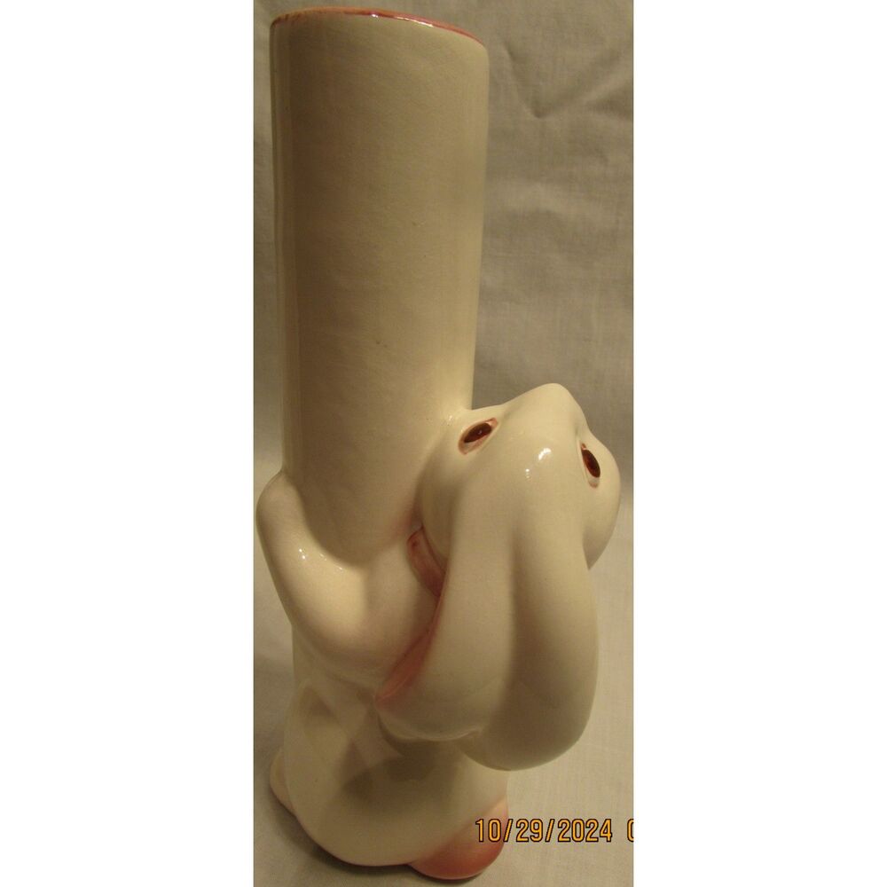 Vintage bunny rabbit vase pink flowers Weiss Brazil FTDA  pink nose - Picture 4 of 7
